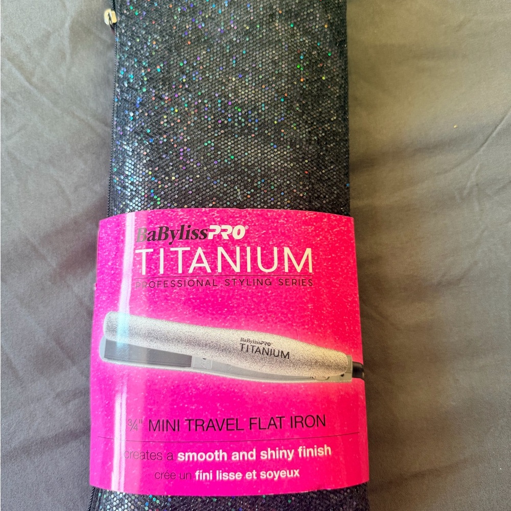 BaBylissPRO Titanium Mini Travel Flat Iron - Black Glitter